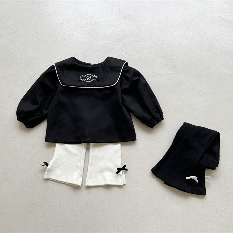 เกาหลี-สไตล์ 2025 เสื้อผ้าเด็กฤดูใบไม้ผลิและฤดูใบไม้ร่วงสําหรับเด็กทารกผู้หญิง-ผ้าฝ้ายนุ่มน่ารักน่ารักโบว์-ตกแต่งกางเกงบานเล็ก ๆ สบายๆ - รูปที่ 2