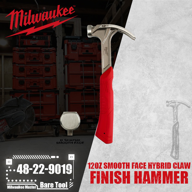 Milwaukee 48-22-19019 12OZ Smooth Face Hybrid Claw Finish Hammer