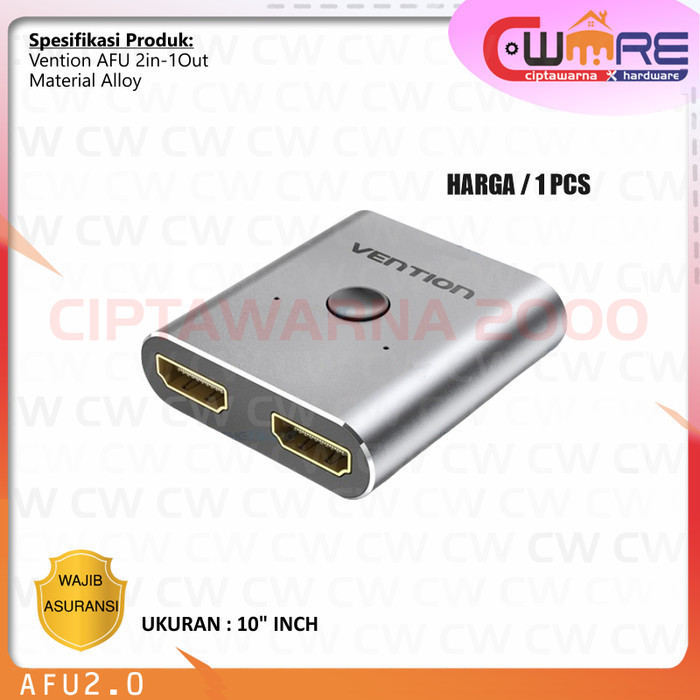 HDMI Switcher Vention AFU 2 in 1 Out 1 in 2 Out 4K 1080p HDMI 2.0 CW2H