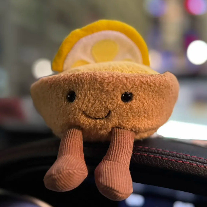 Sweet Cute Lemon Tart French Dessert Cake Cream Biscuit Plush Toy Gift