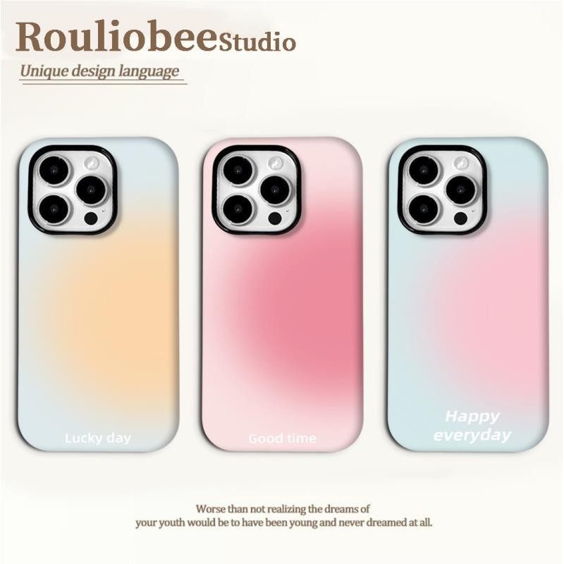 เคสโทรศัพท์ 2-in-1 ไล่โทนสีสีชมพูสีน้ําเงินเข้ากันได้กับ iPhone 15 Pro Max, Apple 16 14 Plus 11/12/13 Pro Max, เคสป้องกันกันกระแทกใหม่