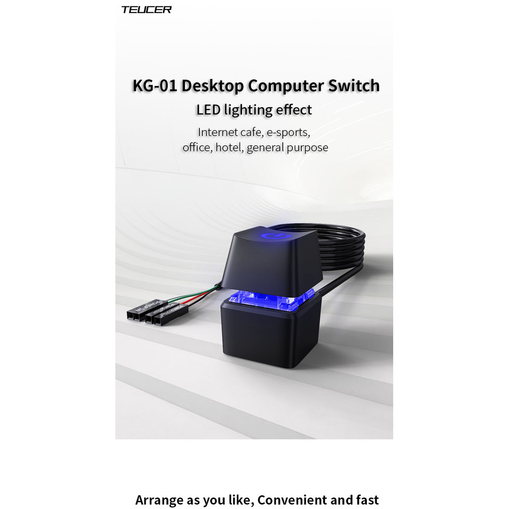 คอมพิวเตอร์เดสก์ท็อปสวิทช์ 1.8 เมตรสีฟ้า LED PC เมนบอร์ดภายนอกเริ่มต้นเปิดปุ่มสายต่อสําหรับ Home Office