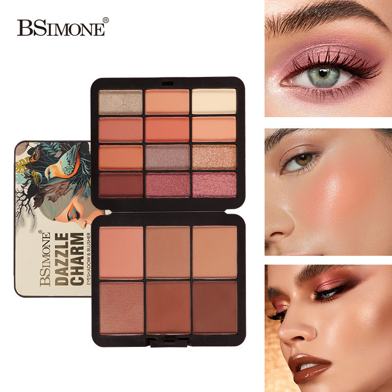 พาเลทอายชาโดว์ 18 สี #อายชาโดว์ รวมบลัชออนและเนื้อกลิตเตอร์ พกพาง่ายเหมาะสำหรับการเดินทาง