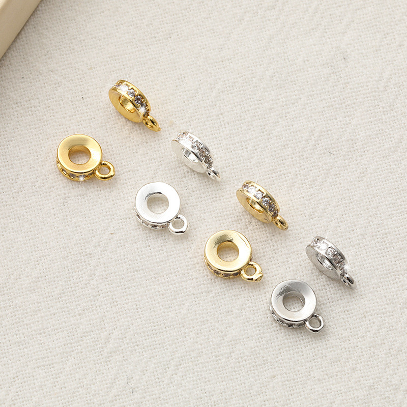 ((5 ชิ้น/แพ็ค) 14k Gold-Clad สี Retention ฝังเพทายเดี่ยวแขวน Spacer ลูกปัด Spacer Gold-Plated Silver-Plated diy สร้อยข้อมือสร้อยคอ Handmade โฮมเมดอุปกรณ์เสริม