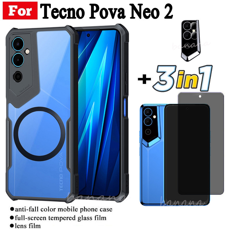 3 in 1 Tecno Pova Neo 2 กันกระแทกเคสโทรศัพท์แม่เหล็กไร้สายชาร์จสติกเกอร์สําหรับ Tecno Pova 4 Pova Ne