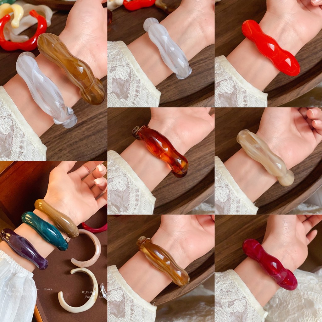 อะคริลิผิดปกติเปิดสร้อยข้อมือยุโรปและสหรัฐอเมริกาบุคลิกภาพที่พูดเกินจริงสร้อยข้อมือที่เรียบง่ายซอกความรู้สึกระดับไฮเอนด์การออกแบบเครื่องประดับมือหญิ