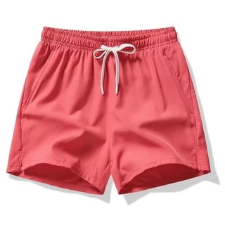 [6 สี] Mens Pink Simple Casual สีทึบฤดูร้อนชายหาดกีฬากองทัพสีเขียว Quick-Dry All-Match Plus ขนาด Dri-Fit ฮาวายสั้นกางเกง