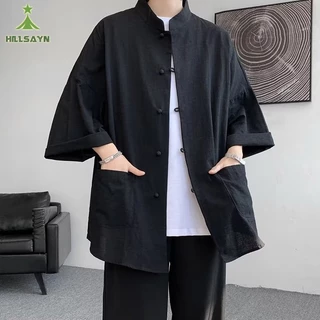 Hillsayn เสื้อ ผ้าลินินใหม่สำหรับบุรุษรีโทรหลายแขนสั้น