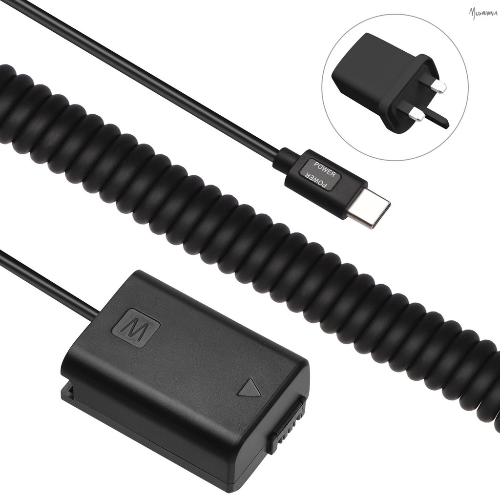 Andoer Type-C NP-FW50 Dummy แบตเตอรี่ DC Coupler 20W PD อะแดปเตอร์สําหรับ A7S2 A7S A7 II R RII Dummy