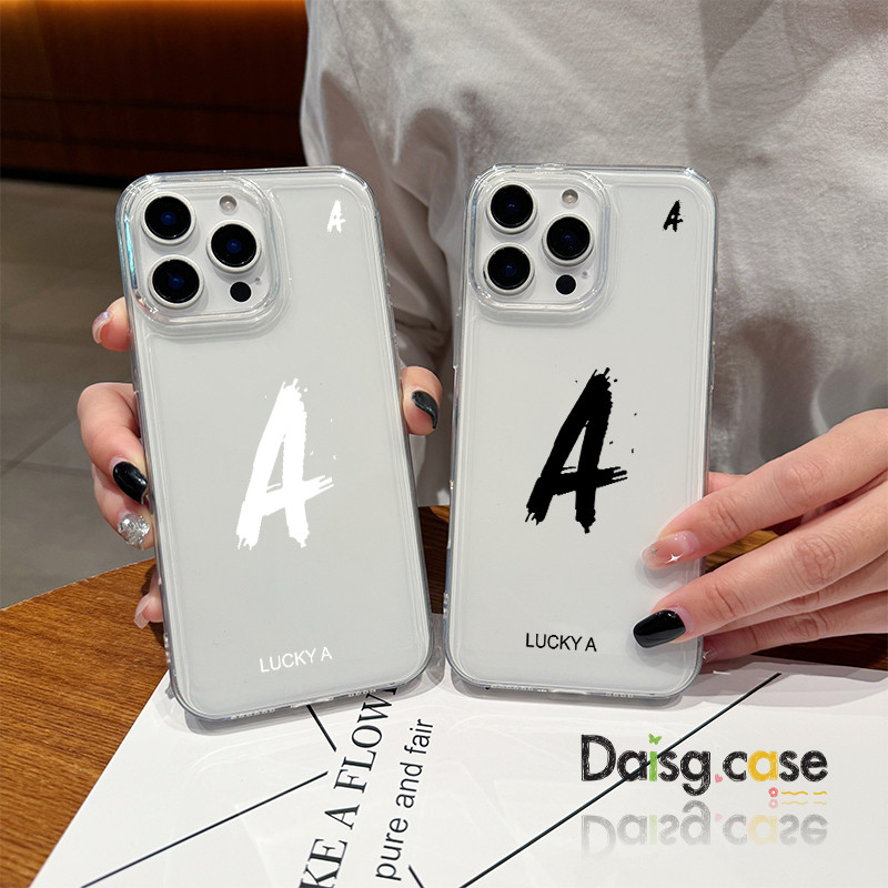 สําหรับIphone 16 pro Case 15 11 12 13 14 Lucky Aรูปแบบสีดําคริสตัลใสเลนส์Protector 7 8Plus XS Max X 
