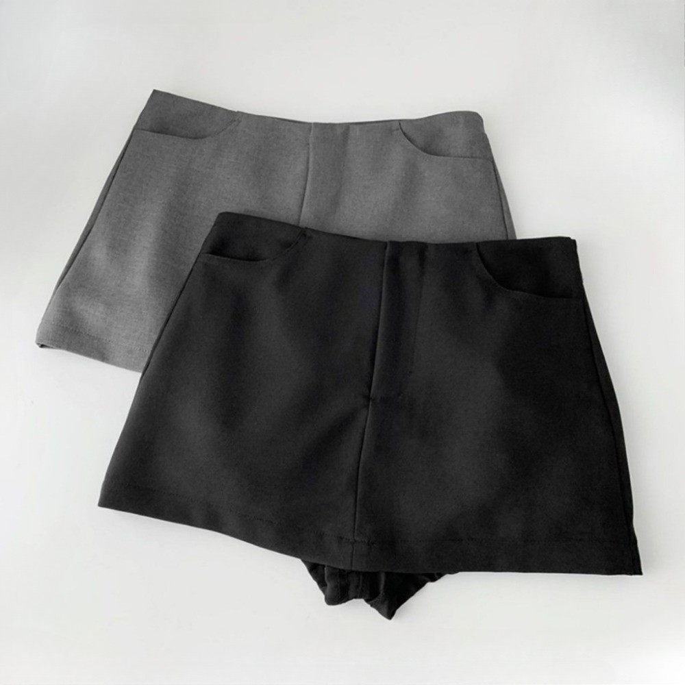 ShineSatin ฤดูร้อนสุภาพสตรีแฟชั่นสีทึบกระโปรงสะโพกกระโปรงสั้น กางเกงเซฟตี้ #002