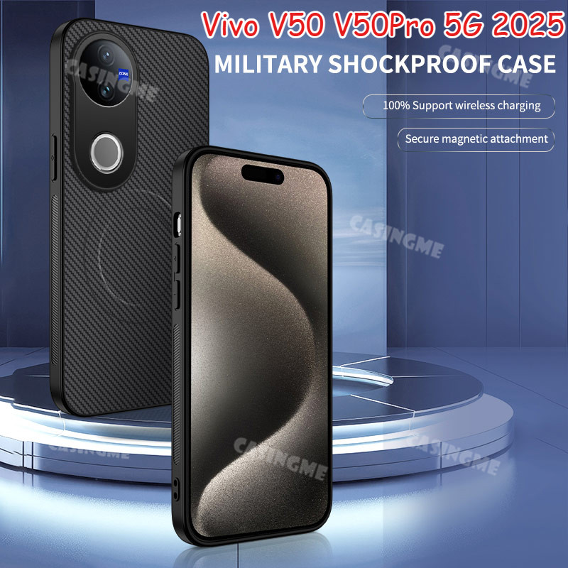 สําหรับVivo V60 V50Pro 5G 2025 Plusคาร์บอนไฟเบอร์รูปแบบแม่เหล็กเคสโทรศัพท์สําหรับVivoV50 Vivo V50 5G