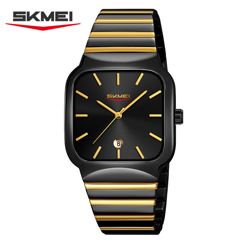 Skmei 9301 กันน้ําแฟชั่น High-End Square Steel Band นาฬิกาควอตซ์คู่พร้อมสต็อก