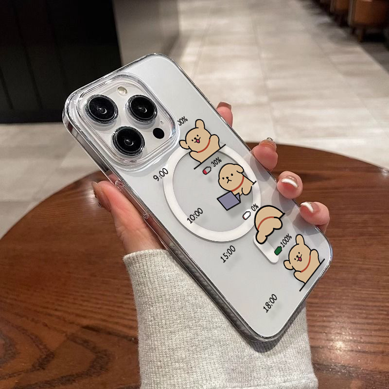 🔥GOOD🔥เคสมือถือ แม่เหล็ก เคสใส สำหรับไอโฟน ลูกสุนัขที่ทำงานล่วงเวลาCase for IPhone 11 15 16PRO 8Plus 14 13 11 Pro MAX 8