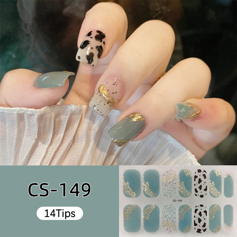 Ur SUGAR 14PCS สติ๊กเกอร์ติดเล็บแวววาวคลุมทั้งหมดห่อเล็บ Ar - รูปที่ 2