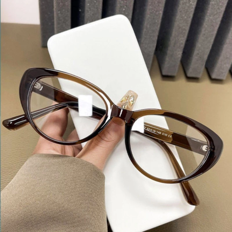 แฟชั่น แว่นสายตาสั้น -50°~-400° แมวตา ป้องกันแสงสีฟ้า แว่นตาผู้หญิง Unisex 541