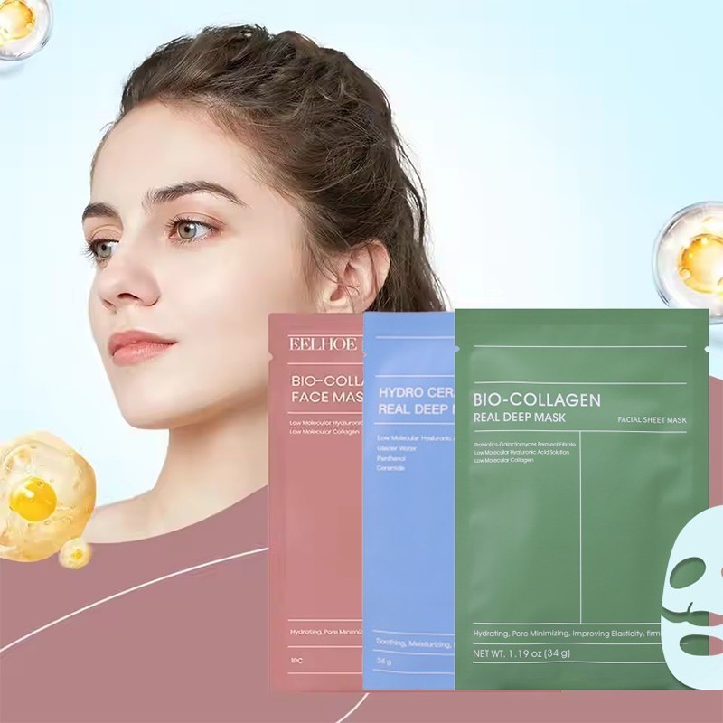 4 เม็ด/เซ็ต Deep Hydrating Overnight Collagen Mask รูขุมขนหดตัวผิวกระจ่างใส Anti Aging Moisture Boost สําหรับผิวเปล่งประกาย