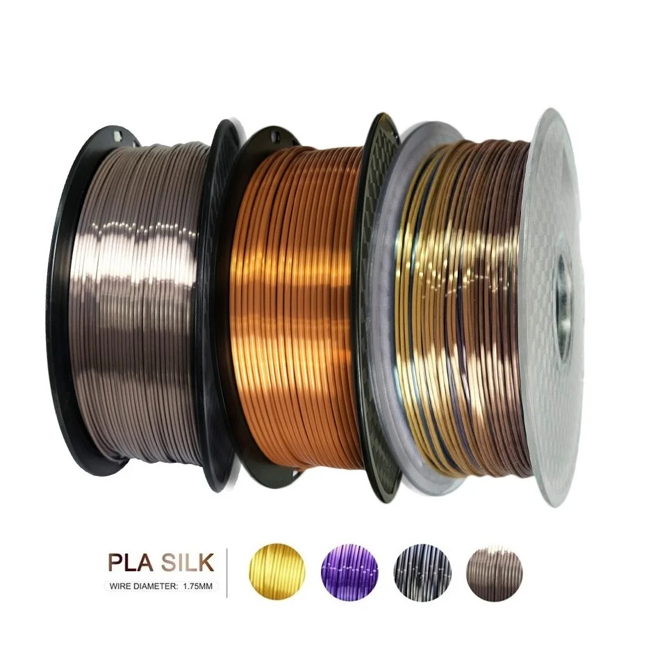 ผ้าไหม PLA 3D Filament 1 กก.1.75 มม.Spool ลวด 3D เครื่องพิมพ์วัสดุ 3D พิมพ์ Filament PLA ทองแดง 3D ก