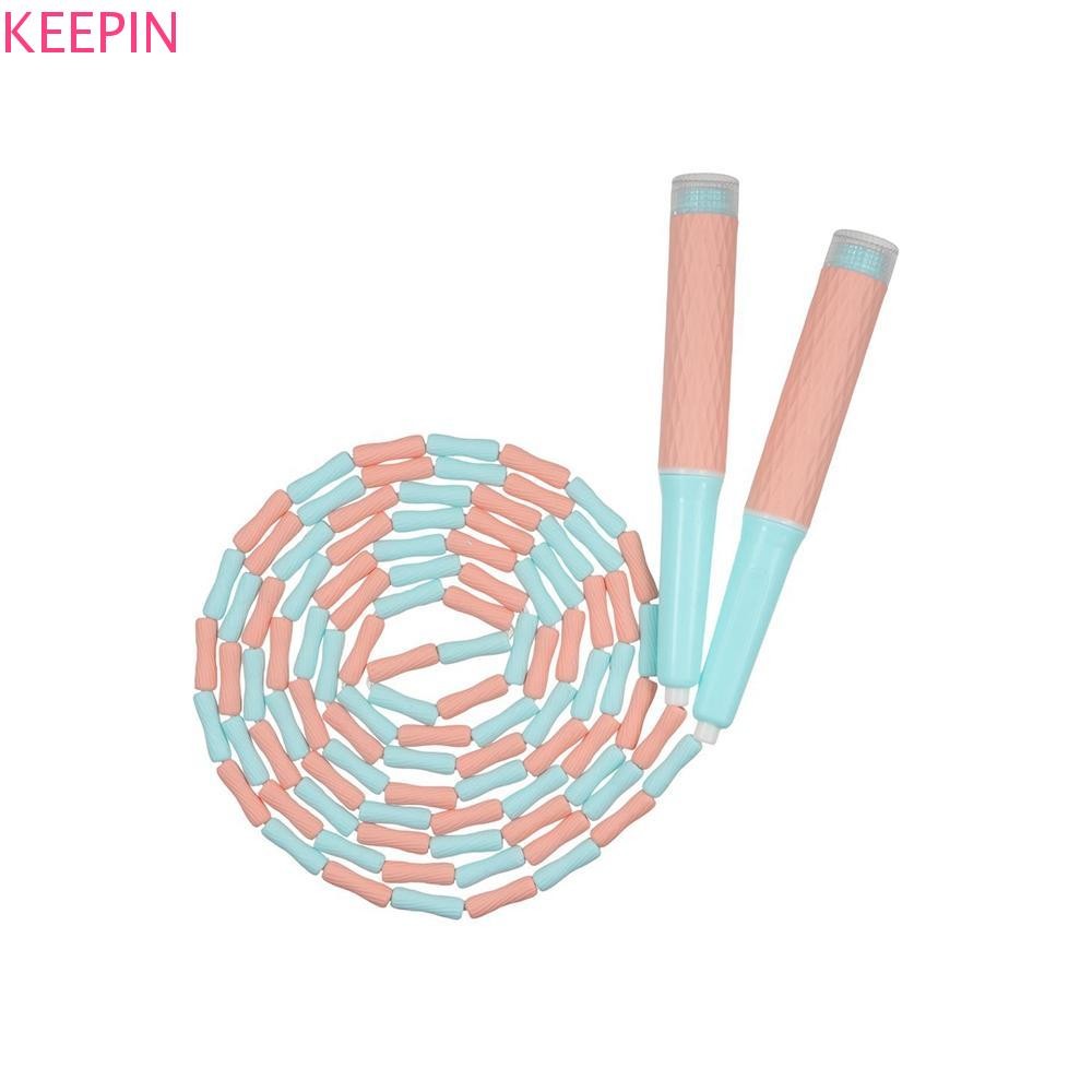 KEEPIN เชือกกระโดด,ความยืดหยุ่นที่แข็งแกร่งปรับนุ่มลูกปัดกระโดดการฝึกอบรมเชือก,ฟิตเนสกีฬาเชือกแบบพกพาทนทานแบ่งส่วนฟิตเนสกระโดดเชือกสําหรับ
