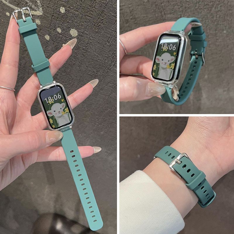 สายซิลิโคนบางพร้อมเคสใสสําหรับ Samsung Galaxy Fit 3 SM-R390 สร้อยข้อมือสมาร์ทสายรัดข้อมือ Samsung Fit3 สายนาฬิกา