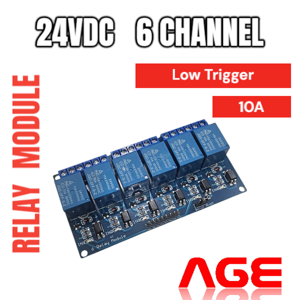 Relay module 24V , 6 Channel Active LOW 250V 10A