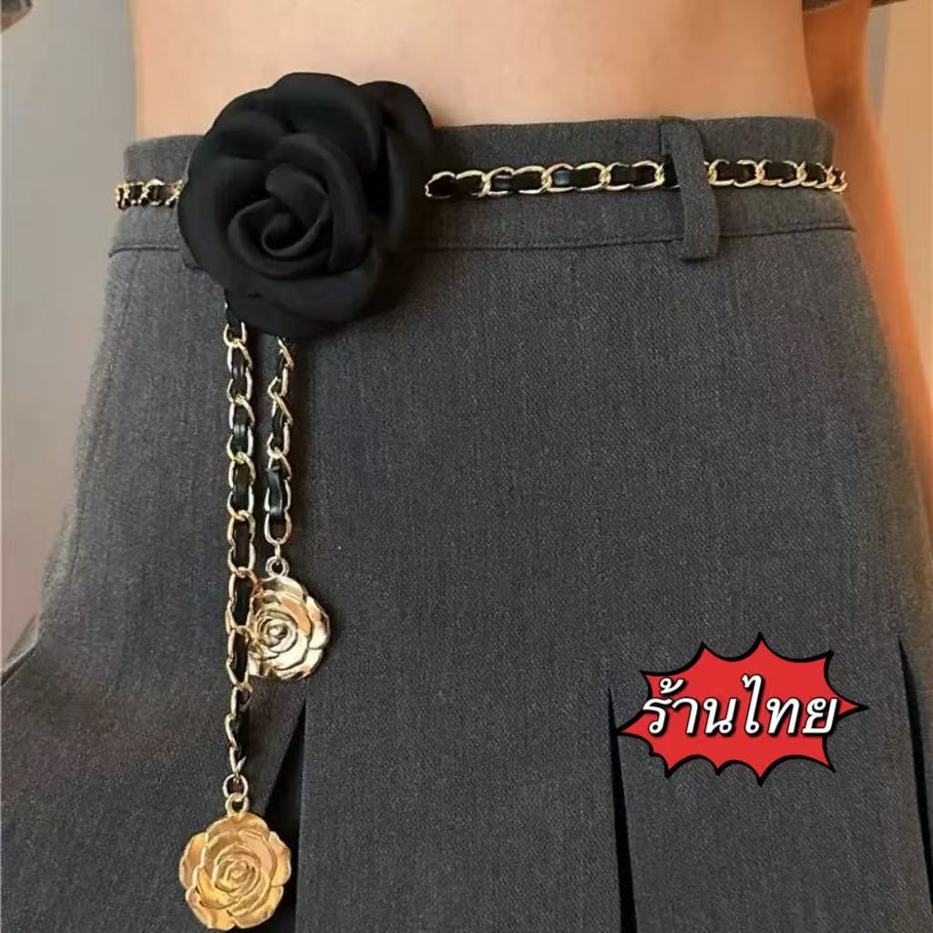 สุภาพสตรีที่สง่างาม ดอกเคมีเลีย ดอกไม้เอวโซ่เข็มขัดดอกไม้ร่างกายชุดสายรัดเอวผู้หญิงอุปกรณ์เสริมปรับ