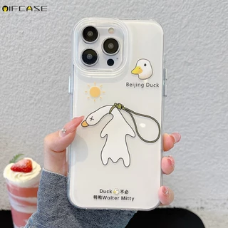 สําหรับ Honor 400 Lite Pro 300 200 100 90 สมาร์ท 80 70 60 50 X60 Pro SE GT Power Magic 8 7 6 5 4 Pro Lite เคสโทรศัพท์สีขาวตลกเป็ดจี้สีขาวโปร่งใสปลอกกรณีฝาครอบ