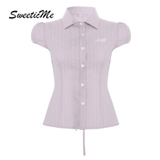 ขนมหวาน ท็อปส์ซูของผู้หญิง 2025 แฟชั่นใหม่แขนสั้นวิทยาลัยเสื…