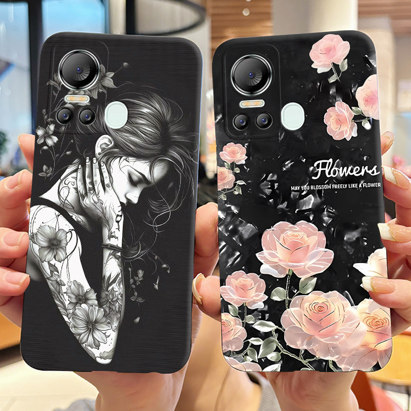 สําหรับ Itel S18 Vision 5 S663LC S663L Tattooed สาวพิมพ์ดอกไม้หวานปลอก ItelS18 Vision5 ซิลิโคนนุ่มสี