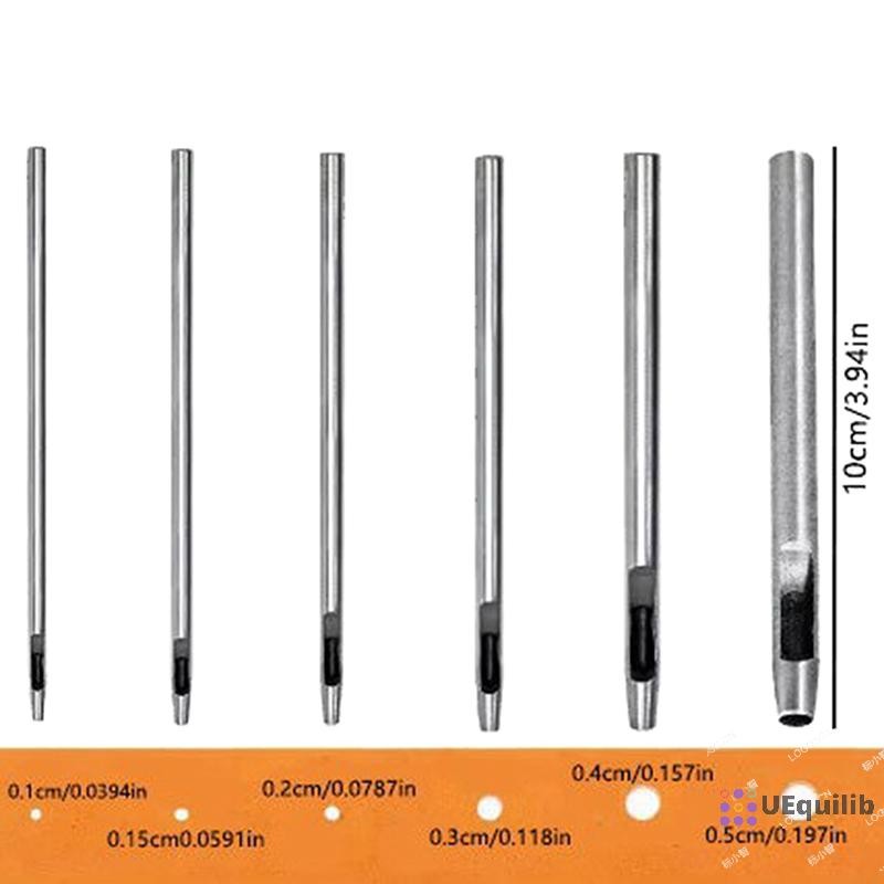 Uequilib 6 ชิ้นเครื่องมือเจาะรูหนังเหล็ก Hollow Round Hole Puncher - Sharp, เครื่องตัดกลมทนทานสําหรับสายนาฬิกา, เข็มขัด, กระดาษใหม่
