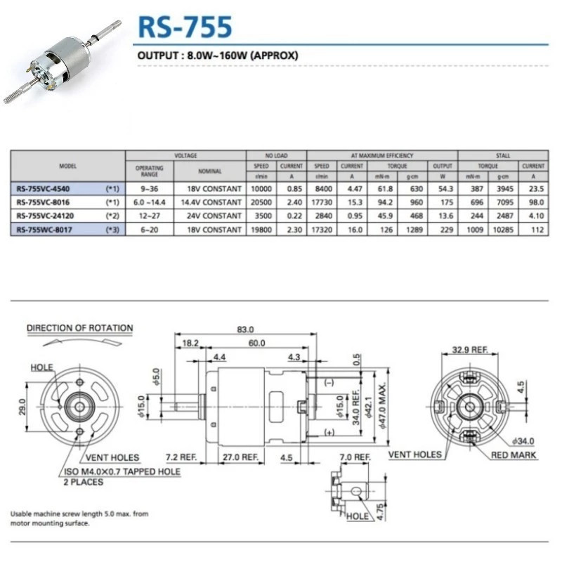 Micro DC 12V RS755 มอเตอร์พัดลม 4.5V - 35V ปรับ 12000 รอบต่อนาทีมินิความเร็วสูง มอเตอร์สำหรับเครื่องใช้ไฟฟ้าเครื่องมือ - รูปที่ 5