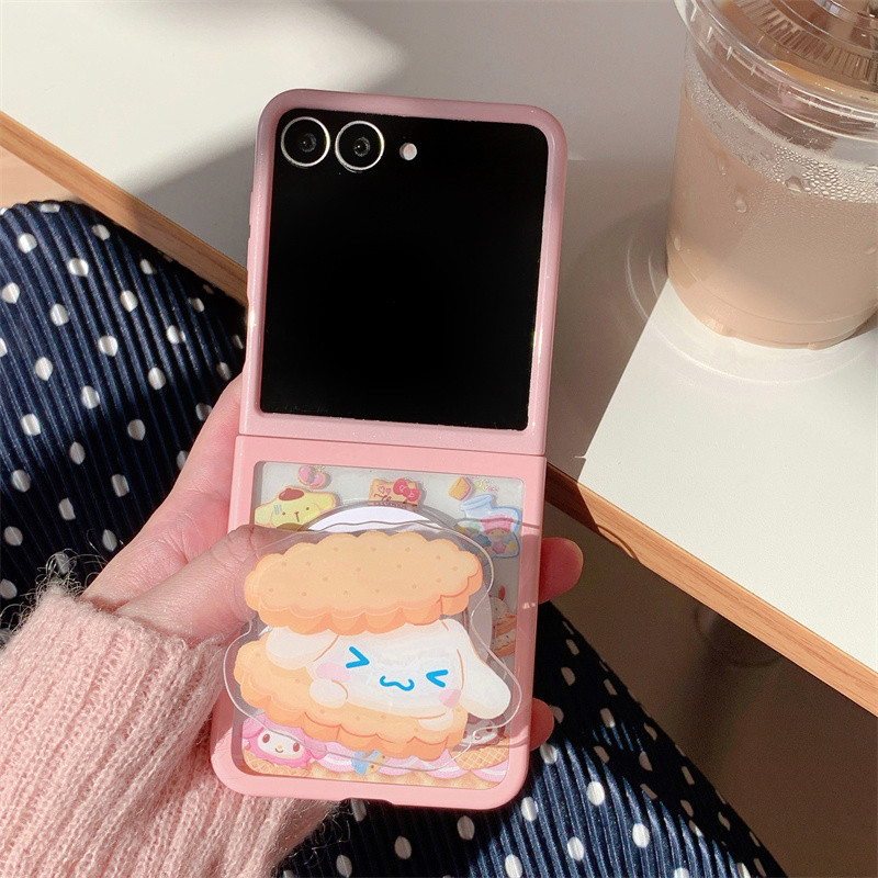 สําหรับ Samsung Galaxy Z Flip 7 FE 5 6 กรณีการ์ตูน Sanrio ร้านขนมหวานสร้อยข้อมือวงเล็บแม่เหล็ก 2 ใน 