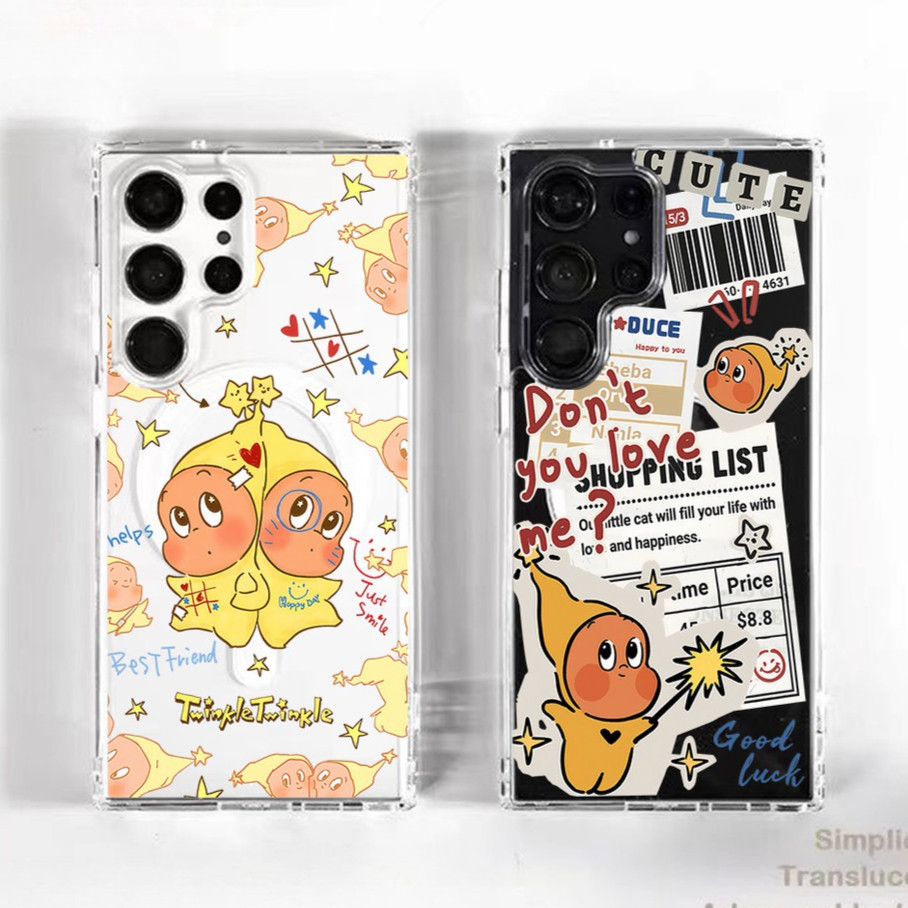น่ารัก POP Mart "Twinkle Twinkle" Hard Clear Magnet Case สําหรับ Samsung S25 Ultra S24 FE S24U S23U S22 A56 A55 S25 + S24 Plus S23 S20 FE กันกระแทก Samsung Cover