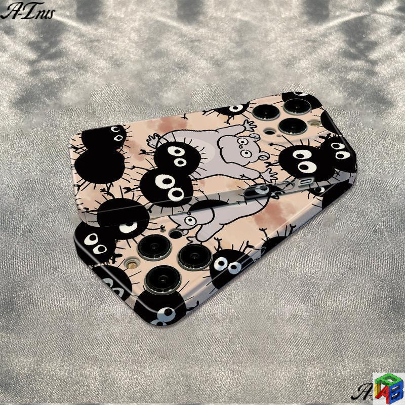 สีดํา Briquettes Elf สําหรับ iPhone17/16/15promax เคสโทรศัพท์ฟิล์ม iPhone11Promax 12/13Pro Max 14plus 7/8plus Xsmax เคสแข็ง