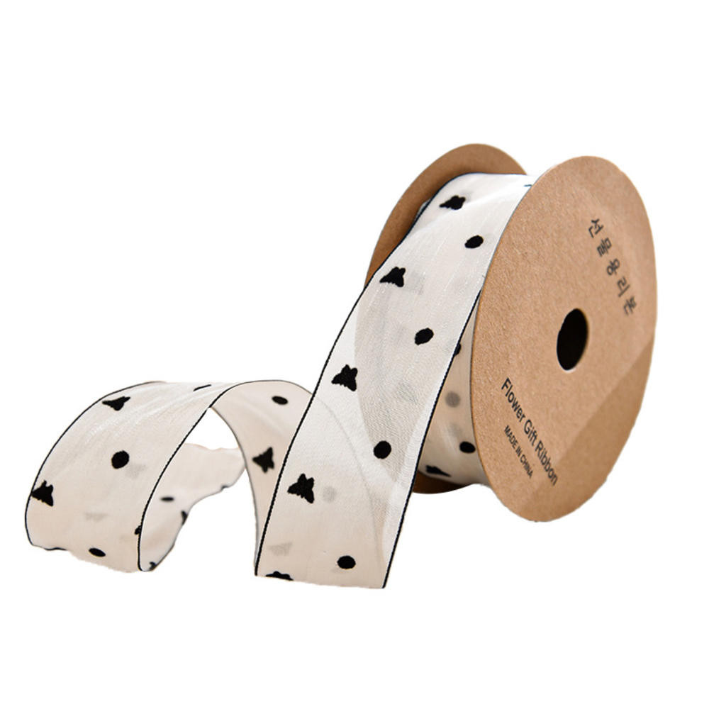 10ปี/ม้วน แห่กัน ดอกไม้พิมพ์ริบบิ้นจุดดอกไม้โบว์หัวใจชีฟอง ออร์แกนซ่า ริบบิ้นสําหรับ ทําเอง ทําด้วยมือผมโบว์แต่งงานเทศกาลหน้าแรกตกแต่งวันเกิดของขวั - รูปที่ 3