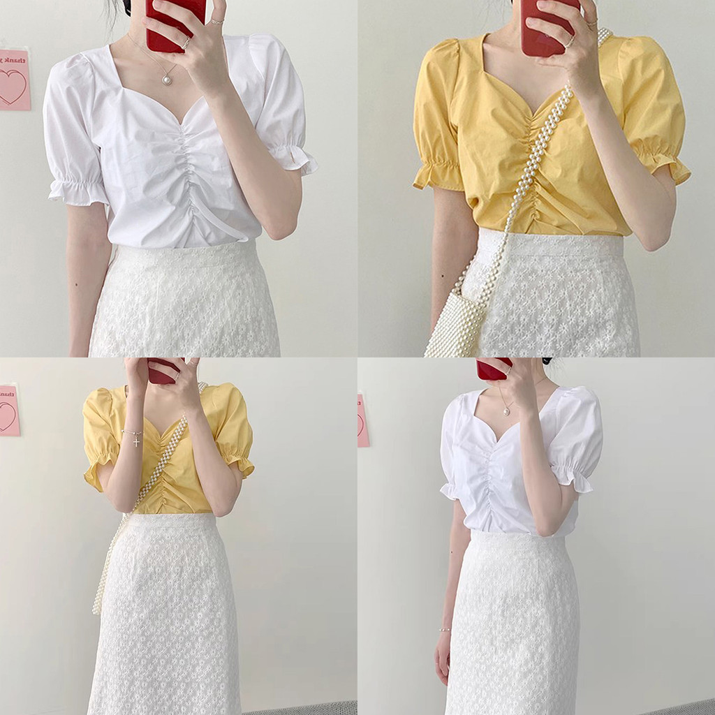 เสื้อยืดแฟชั่นฤดูร้อน คอสอบ เหมาะสำหรับสาวๆ
