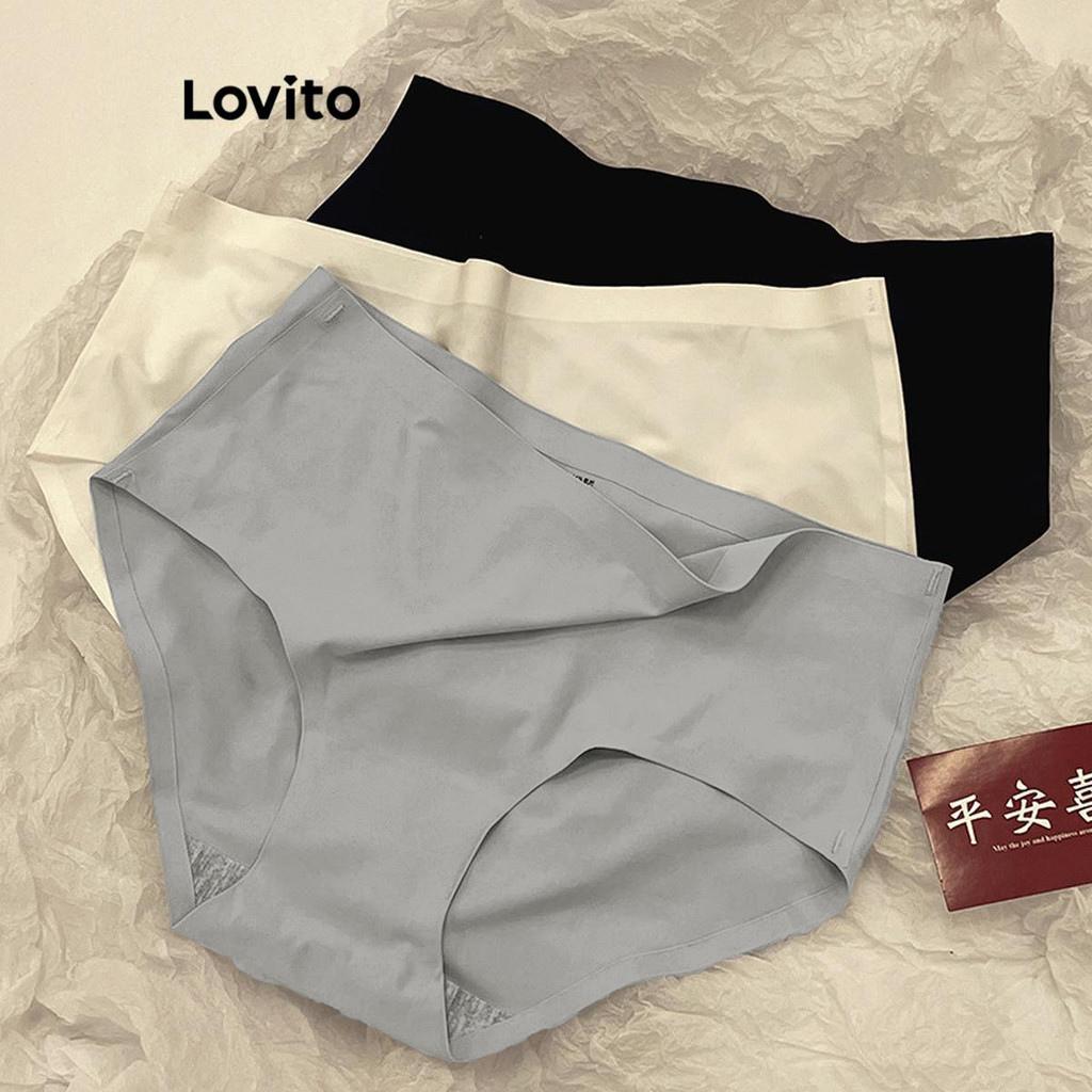 Lovito กางเกงชั้นในผู้หญิง เบสิก สีพื้น สไตล์ลำลอง LNE50453