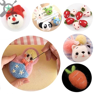 ตุ๊กตา DIY ใยขนแกะ พร้อมส่ง Needle Felting Kit จิ้มขนเฟลท์ พวงกุญแจ ทำมือ ตุ๊กตาใยขนแกะ ปักเฟลท์ พวงกุญแจ ทำมือ จิ้มเฟลท์ ปัก Random Color Wool Felt Handmade Felt Needle DIY Finger Cots Hand Craft Foam Wool Kit