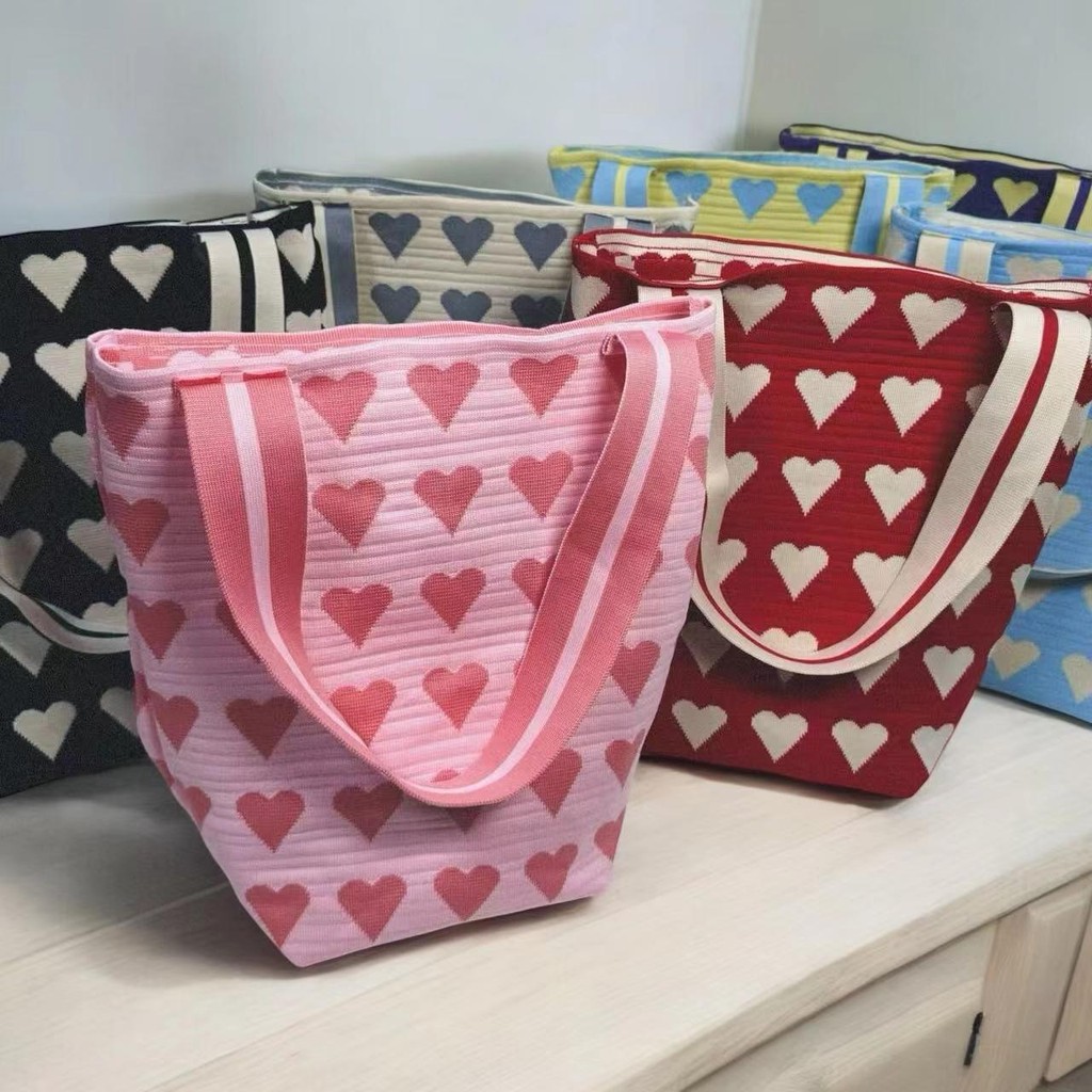 【พร้อมส่ง】miss bag fashion กระเป๋าช๊อปปิ้งไฮโซทอลายริ้ว กระเป๋าทรงสวย