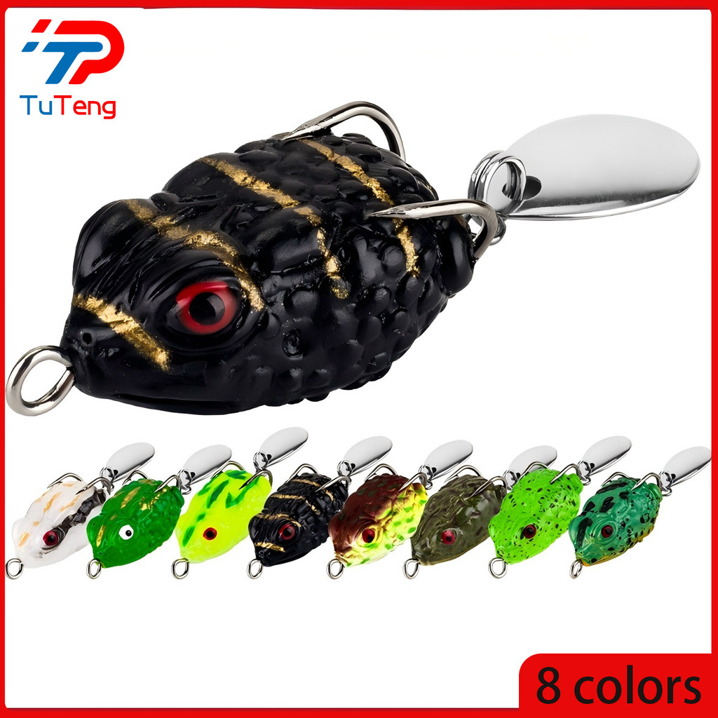 2.5cm/3g Mini Frog Casting Lure Soft Jump Frog Bait 8Colors Top Water Artificial Ray With Spoon Double Hooks
