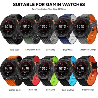 22/26 มม.คาร์บอนไฟเบอร์ซิลิโคนสําหรับ Garmin Fenix 8/5/6X/7x/Tactix7pro Quick Fit นาฬิกา Loop สายคล้องคอสําหรับ Garmin นาฬิกา