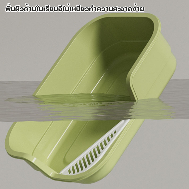 พร้อมส่ง ห้องน้ำแมวใหญ่ กล่องทรายกึ่งเปิด 60cm กระบะทรายแมว ป้องกันทรายกระเด็น พร้อมที่ตักทราย - รูปที่ 2