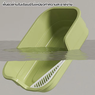 ห้องน้ำแมวใหญ่ กระบะทรายแมว พื้นที่มากมาย ทำความสะอาดง่าย หีรักมัน 42/49cm