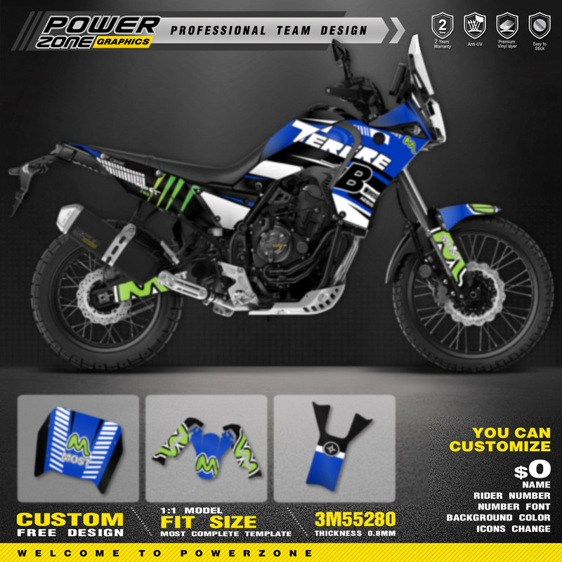 Yพาวเวอร์โซนสำหรับทีมที่กำหนดเองกราฟิกพื้นหลังชุดสติกเกอร์สำหรับ Yamaha Tenere T 700 2018-2022สติ๊กเ