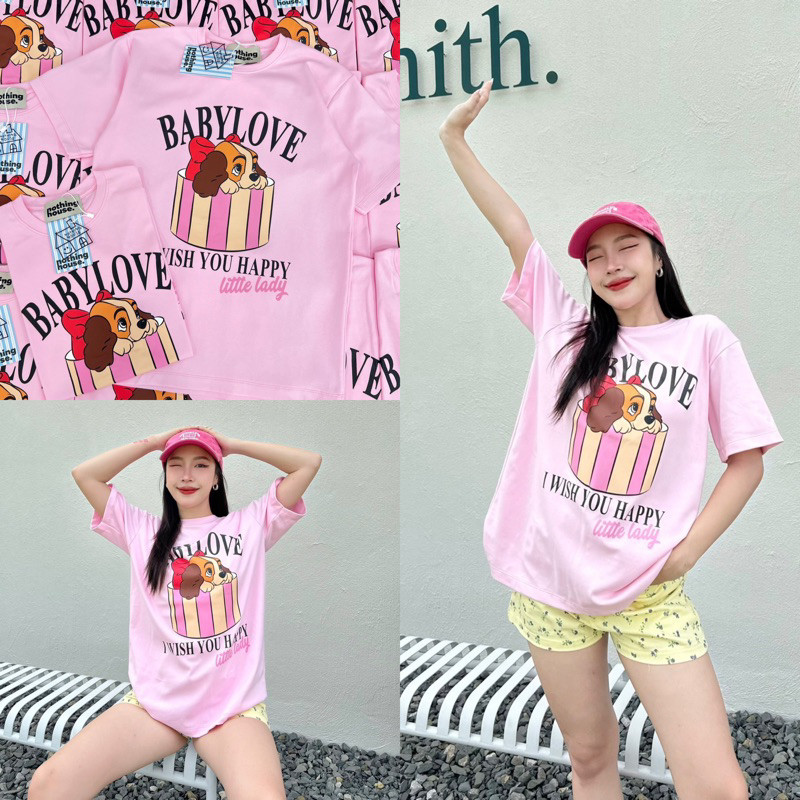 (จัดส่งตลอด 24 ชั่วโมง）Angle Official เสื้อยืดโอเวอน์ไซส์ ลายเลดี้ เนื้อผ้านุ่มเด้ง ป้ายAngle