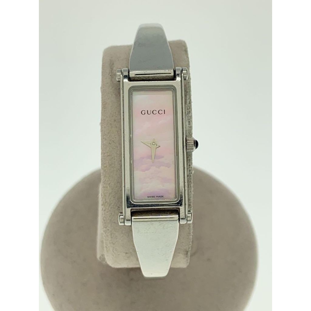 นาฬิกาผู้หญิง GUCCI Quartz Analog Pink Silver 1500L แบบกําไลข้อมือส่งตรงจากญี่ปุ่นมือสอง
