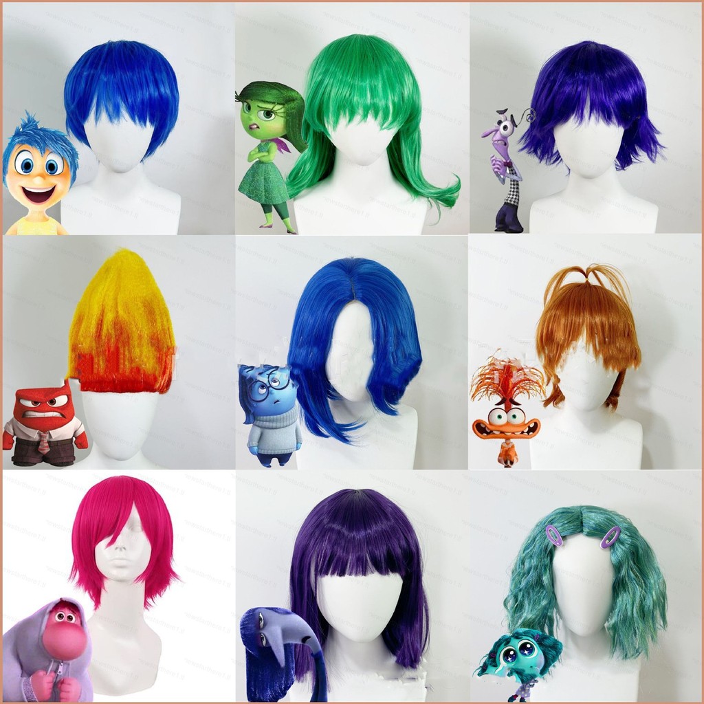 Jason Inside Out 2 Joy Sadness ความวิตกกังวล Enbarrasment Ennui Anger คอสเพลย์วิกผมอะนิเมะผมฮาโลวีน