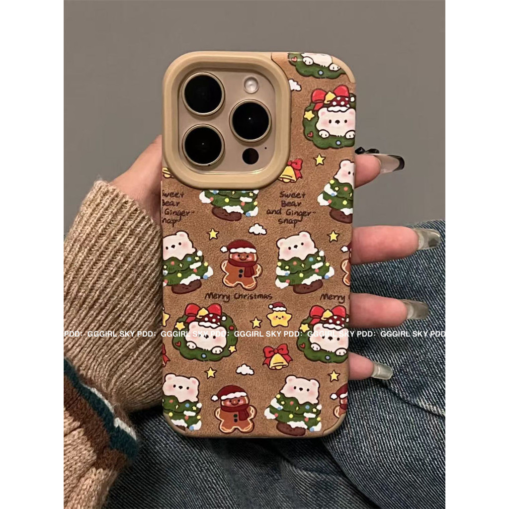 เหมาะสําหรับ IPhone 7 7plus 8 Plus Xs Xr Christmas 11 12 13 ซิลิโคนเหลว Anti Drop เคสป้องกัน 14 15 16 เต็มหน้าจอคริสต์มาส Puppy Pro Plus Promax เคสโทรศัพท์