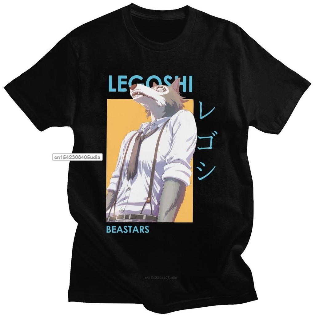 Legoshi Beastars Wolf Mens เสื้อยืดผ้าฝ้ายแท้ญี่ปุ่นอะนิเมะมังงะ Tee Tops รอบคอแขนสั้น Casual TShirt