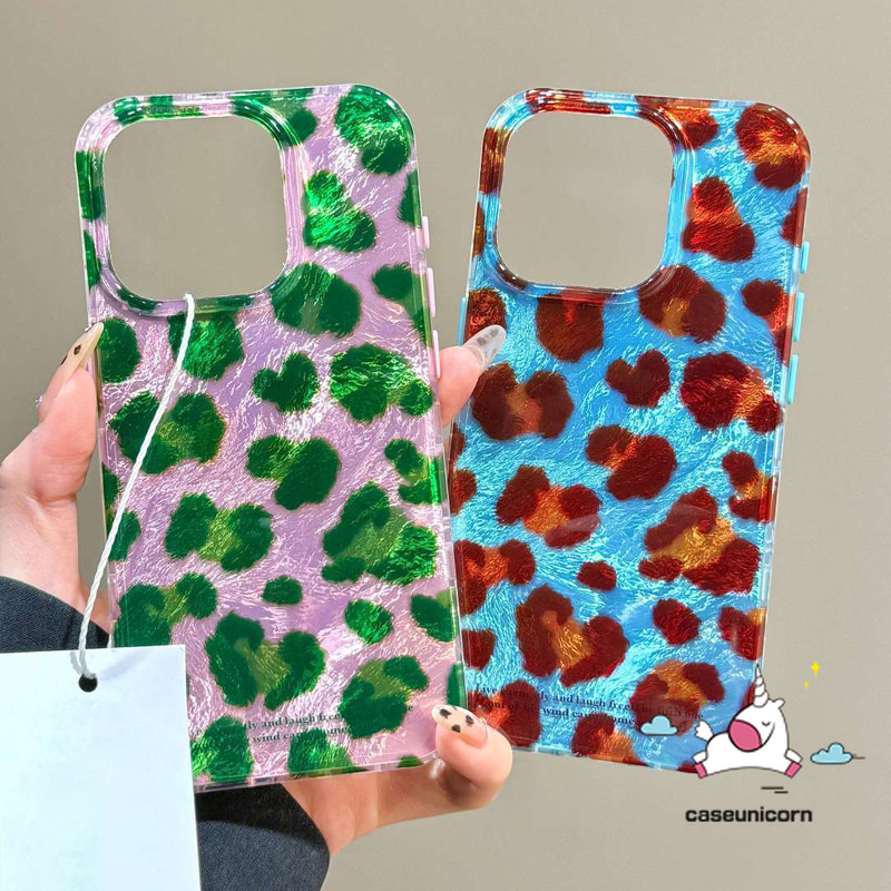 อินเทรนด์ Art Graffiti การ์ตูนเสือดาวพิมพ์สําหรับ IPhone 16 14 13 15 11 12 Pro Max XR 7Plus XS Max X 14 16 7 15 8 Plus SE 2020 อินเทรนด์หรูหราGlossyริ้วรอยรูปแบบกรณี